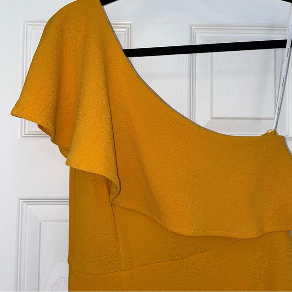 MINKPINK Mustard Yellow Ruffle One Shoulder Mini Dress - Medium - Picture 7 of 9